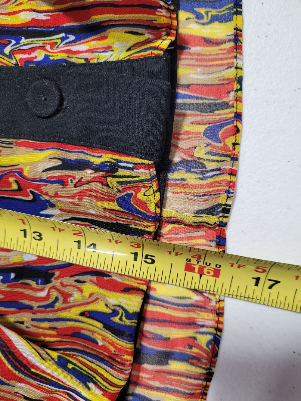 Women's Multicolor Abstract Print Mini Skirt with Black Button Front - Picture 6 of 6